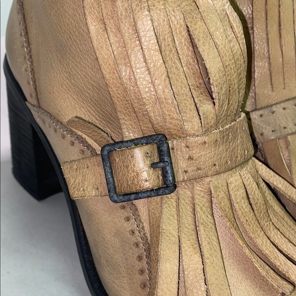 Free People Tan Fringe Ankle Booties with Buckle - Picture 4 of 4